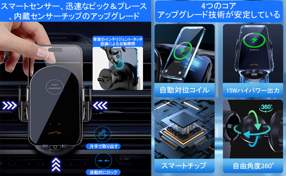 Amazon.co.jp: 【2025年進化】車載ワイヤレス充電器 スマホ