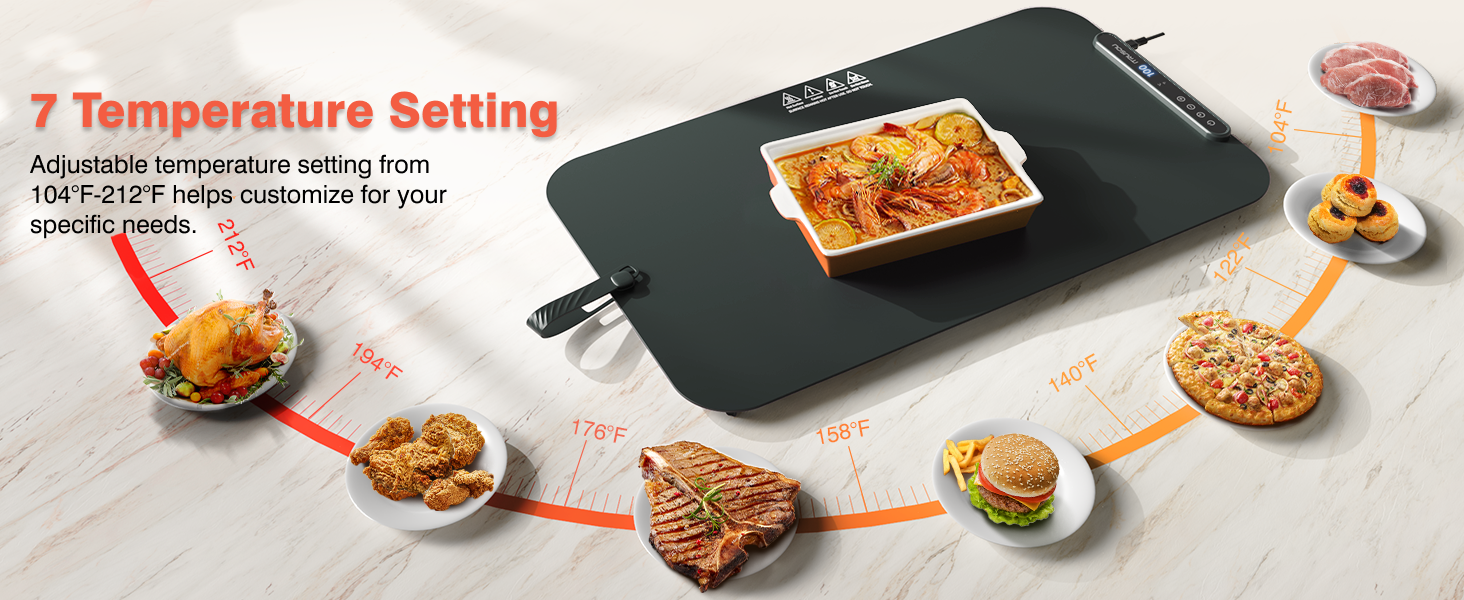iTRUSOU Silicone Warming Mat for Food with 7 Level Temp