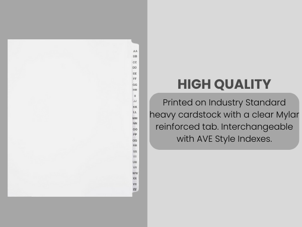 Amazon.com : Exhibitindexes® Side Exhibit Dividers - AA -ZZ