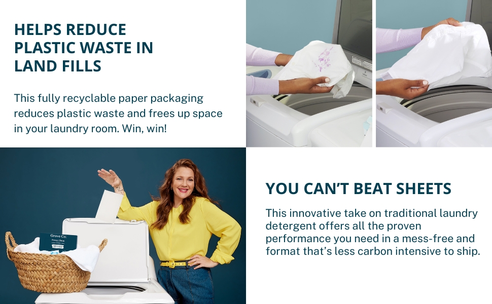 Grove Co. Laundry Detergent Sheets, Power Clean Dissolving Washer Sheets (2 Pack