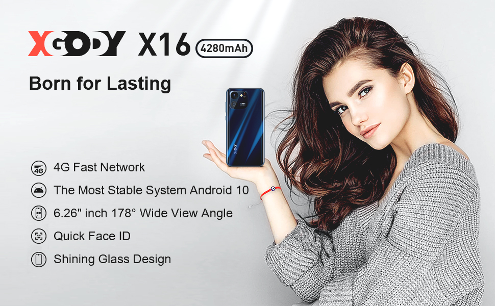 Xgody SIM Free Unlocked Mobile Phones X16, 4G Dual SIM 6.3'' Android 10