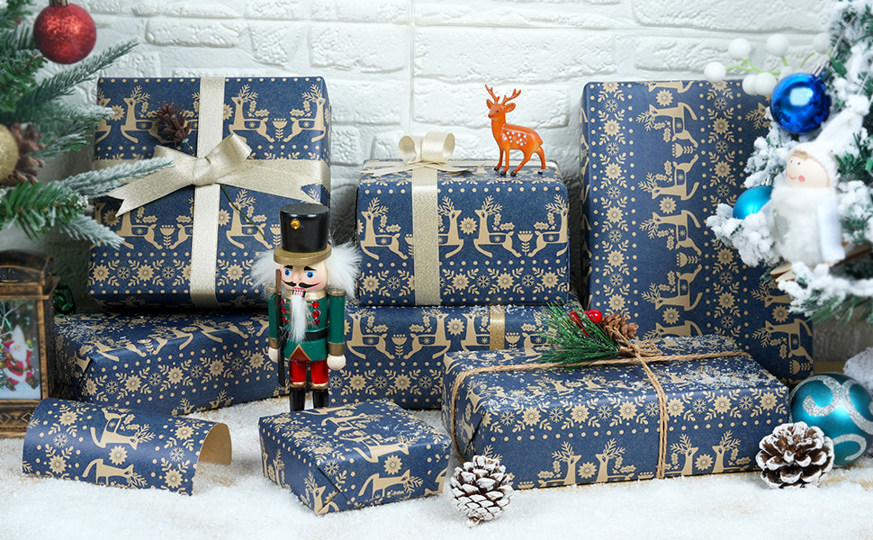Christmas Wrapping Paper Roll, Navy Blue Gift Wrapping Paper Roll 17