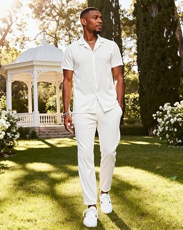 UOUA Mens 2 Piece Outfits Summer Casual set