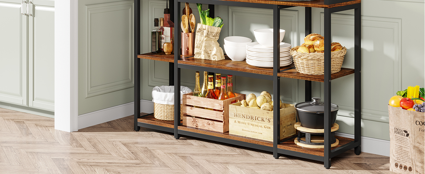   Bakers Rack with Storage for Kitchen 55 Inch Wide Large Racks Shelves