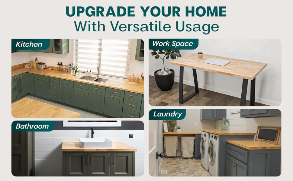 Bme Hevea Solid Wood Butcher Block Countertop, Unfinished