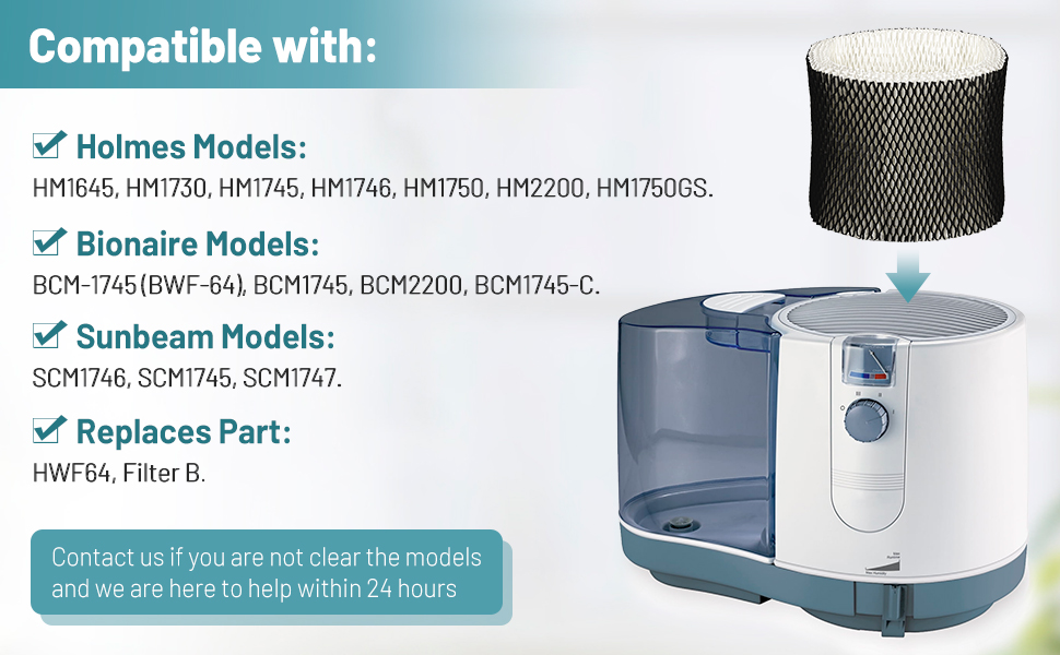 Daplido Humidifier Filter 4 Pack HWF64 Wick Filters B