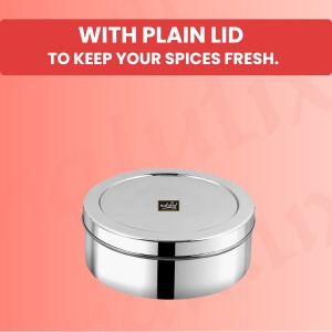 "NATULIX Premium stainless steel masala dabba, mirror finish, rust-free & durable"