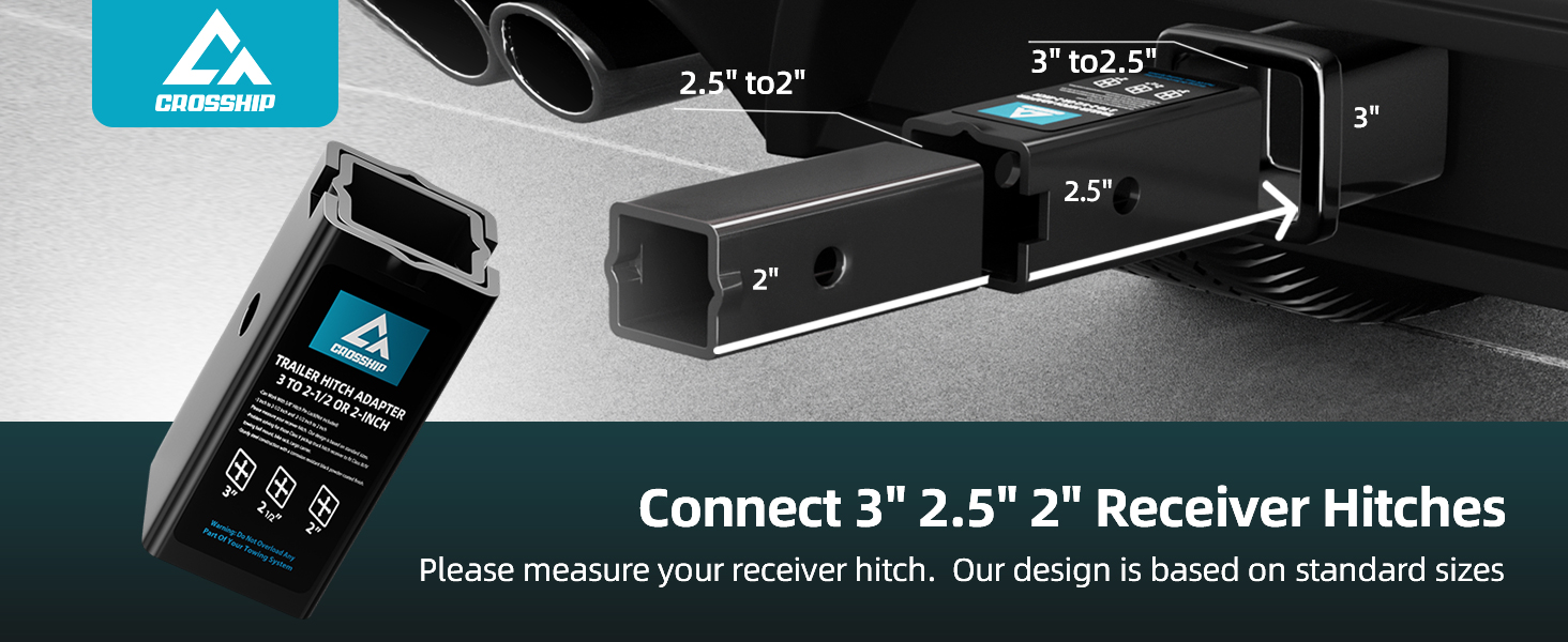 CROSSHIP Trailer Hitch Receiver Adapter Reducer Sleeves Set