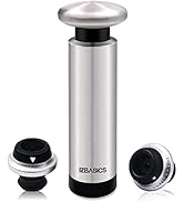 EZBASICS Wine Stoppers Wine Saver Pump with Wine Bottle Stoppers, 1 Pack Stainless Steel Pump+2 W...