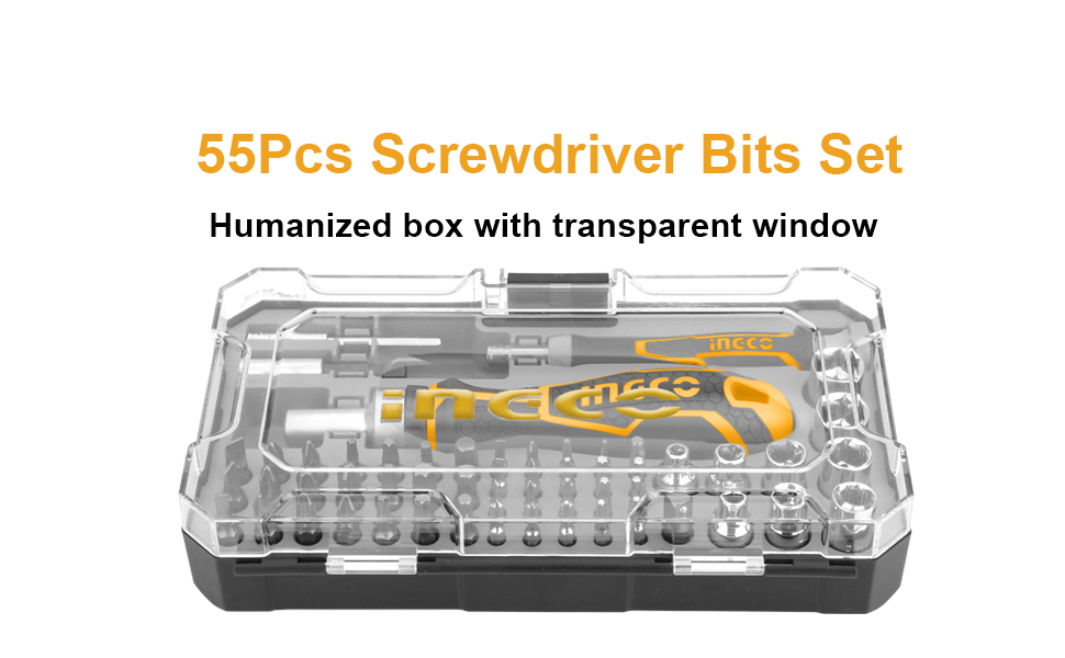 INGCO 55 Pcs Screwdriver Bits Set, Precision Screwdriver Set with