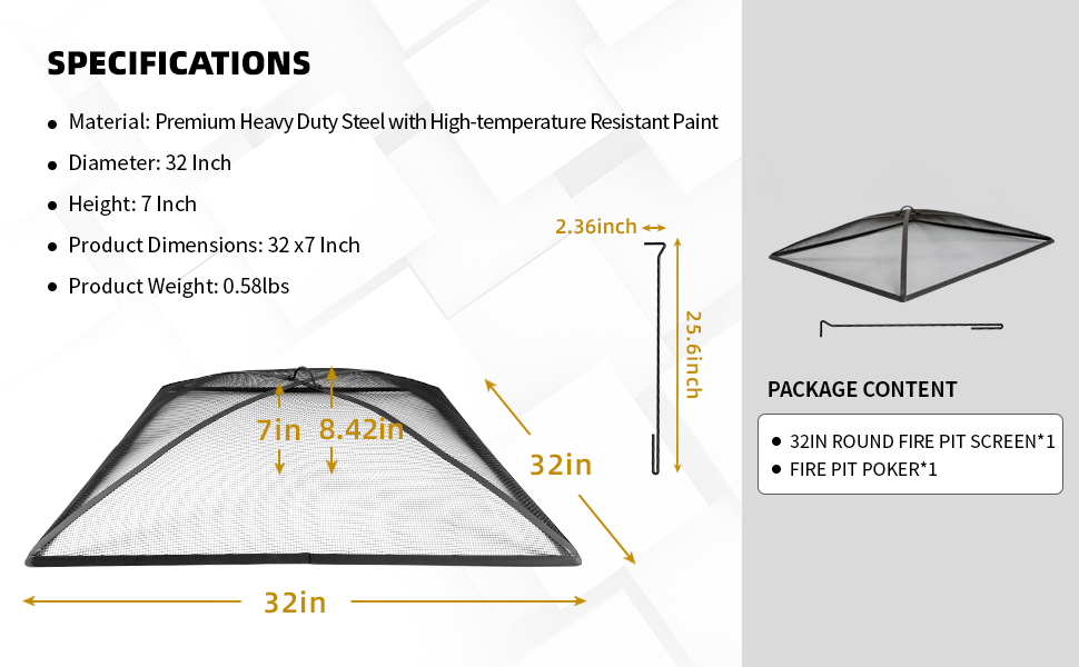 36 fire pit spark screen cover replacement heavy duty metal mesh firepit fireplace ember protector