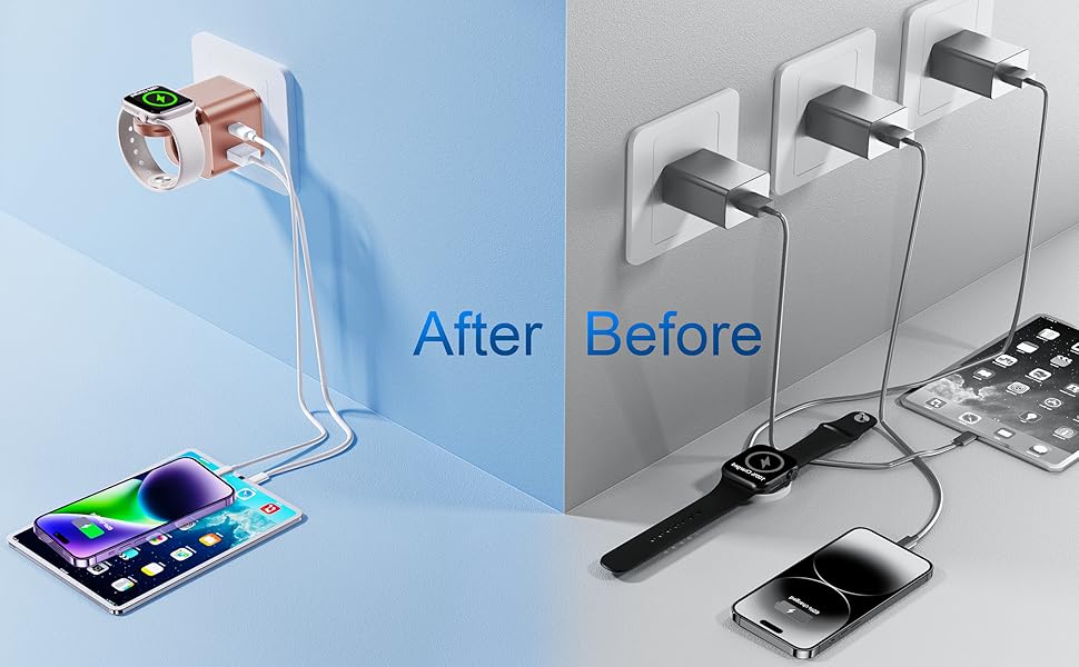 BeaSaf 36W for Apple Charging Block with Builtin Watch