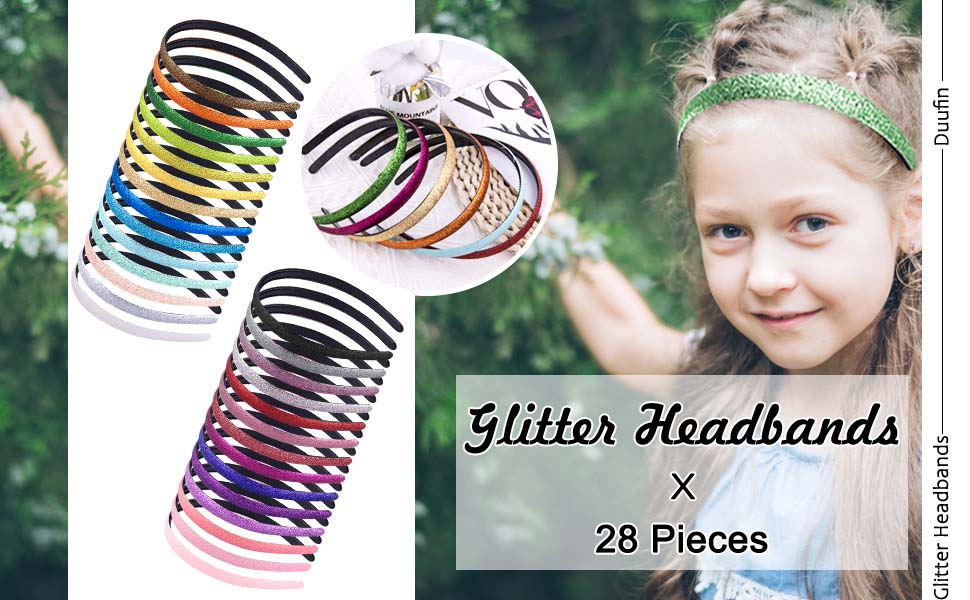 Package includes 28 pcs glitter headband in 28 different colors for women and girls