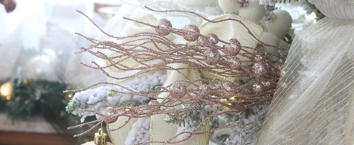 Curly berry twigs on a Christmas tree