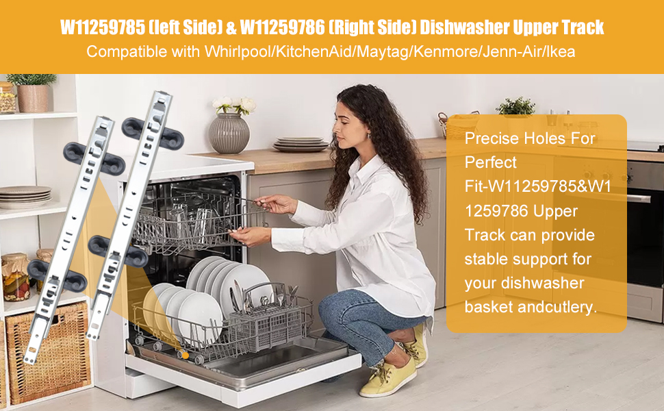 W11259786 W11259785 Dishwasher Dishrack Slide Track
