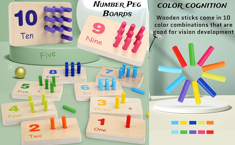 Hirger Wooden Counting Number Peg Board Math Manipulatives Materials Montessori