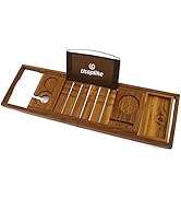 Utoplike Teak Bathtub Caddy Tray Bath Tray for Tub,Unique Bathtub Organizer with Book Tablet Wine...