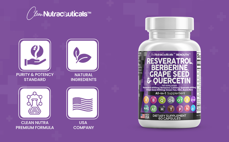 Resveratrol 6000mg Berberine 3000mg Grape Seed Extract