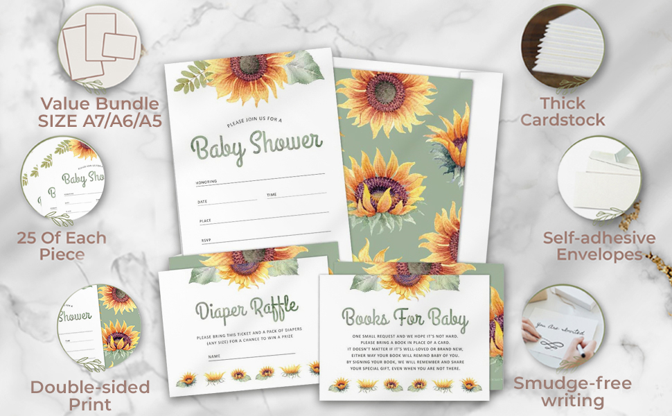amazon-com-set-of-25-sunflower-baby-shower-invitations-for-girl-baby-girl-shower-invitations-with-envelopes-diaper-raffle-tickets-book-request-cards-sunflower-theme-baby-shower-invitations-girl for Free Printable Diaper Shower Invitations Amazon.com : Set of 25 Sunflower Baby Shower Invitations for Girl - Baby Girl Shower Invitations with Envelopes, Diaper Raffle Tickets & Book Request Cards - Sunflower Theme Baby Shower Invitations Girl for Free Printable Diaper Shower Invitations
