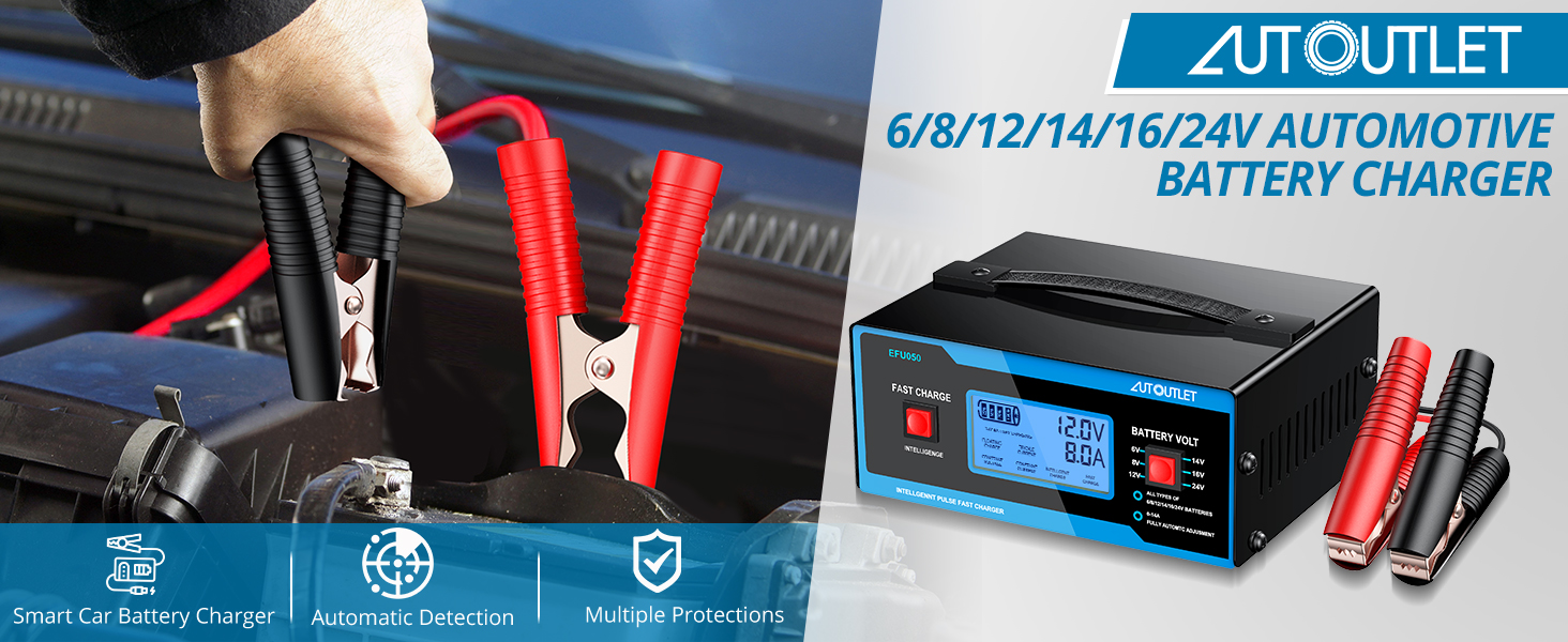 AUTOUTLET 8 Volt Battery Charger Automotive Battery Charger and Maintainer