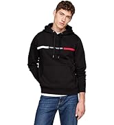Tommy Hilfiger Men's Medium Weight Fleece Hoodie Sweatshirt with Signature Stripe Logo