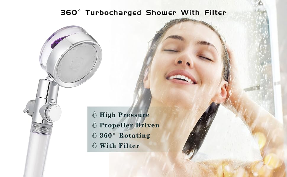 Shower Head,High Pressure Shower Heads With Filter3 Modes To Adjust Water Pressure,360 Degree