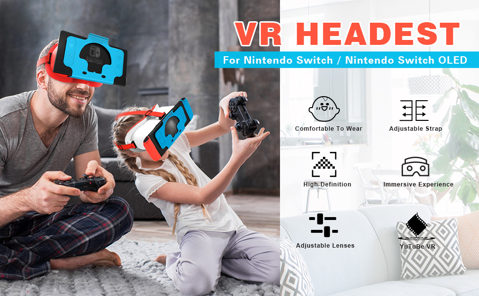 VR Headset for Nintendo Switch & OLED Model Upgrade, 3D Googles for Nintendo Switch OLED VR Games, Virtual Reality Glasses with Adjustale HD Lenses and Comfortable Head Strap 9 nintendo switch vr headset