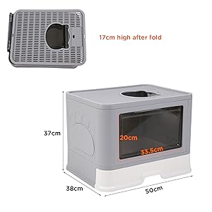 Lettiera Toilette Per Gatto Chiusa Grande Contenitori Con Cassetto 50x38x37cm 14 BingoPaw Toilette per Gatti chiusa con cassetto Cassettina Contenitori per lettiere igienica gatti