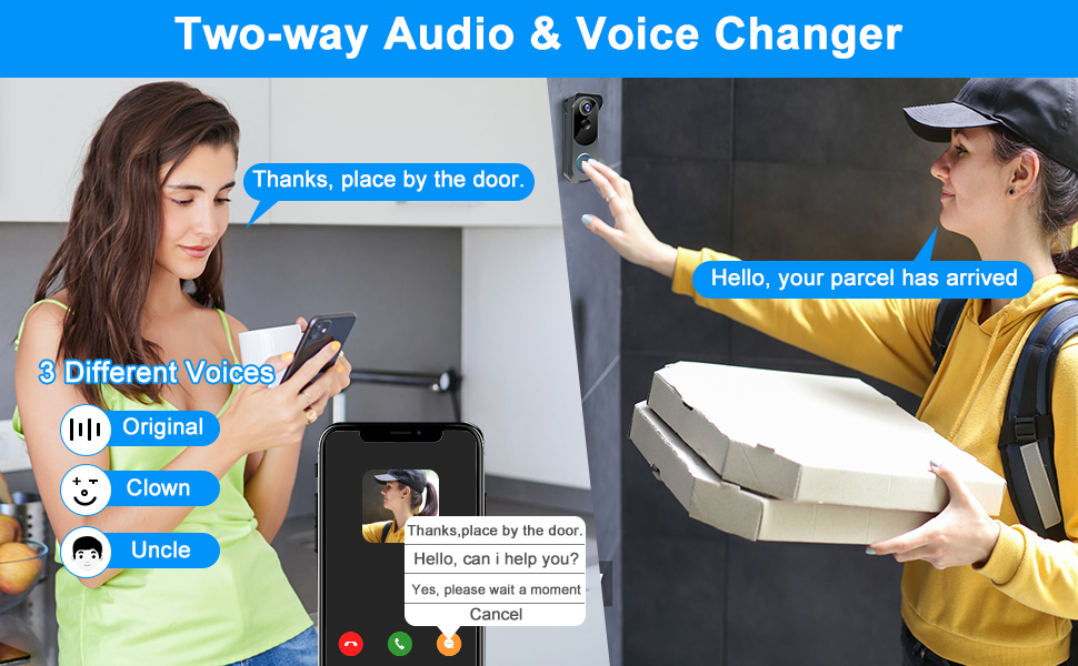 KAMEP Doorbell Camera Wireless with Chime,2.4G WiFi Video Doorbell with