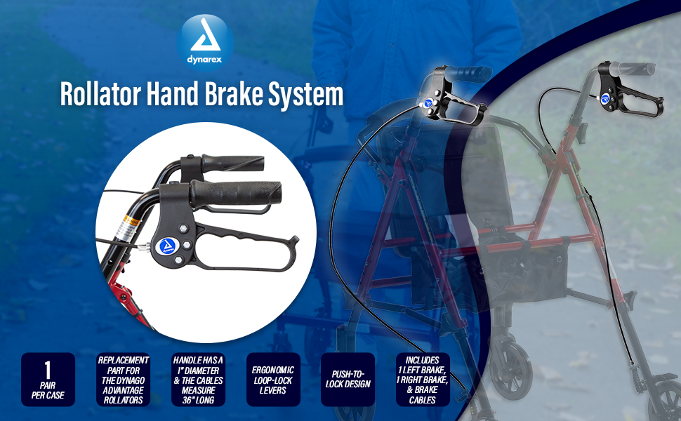 Dynarex Rollator Hand Brake System Ergonomic LoopLock