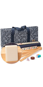 American Mahjong Set, “Blue Calico” with Soft Case
