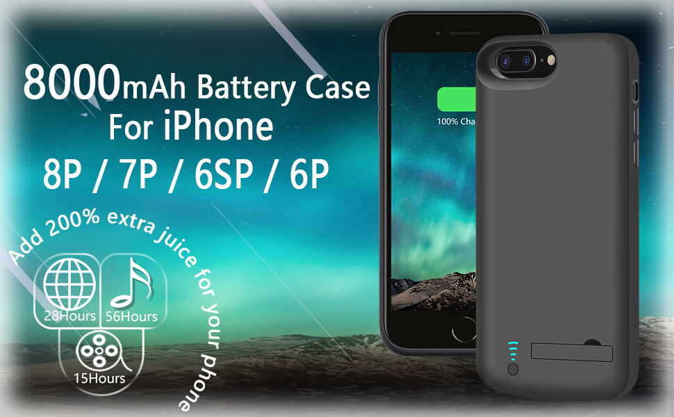 BAHOND Battery Case for iPhone 8 Plus/7 Plus/6S Plus/6 Plus, 8000mAh Rechargeable