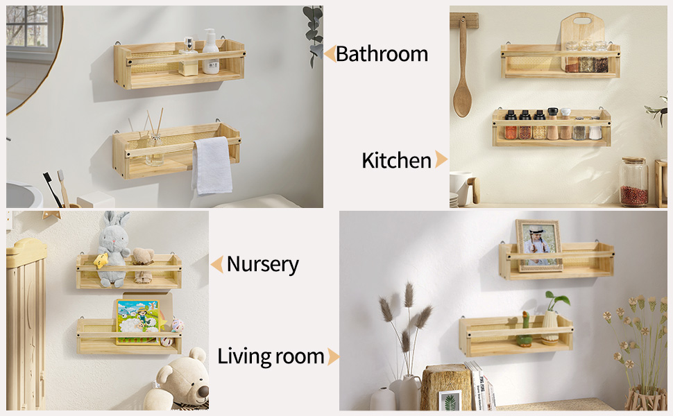 Petrala Nursery Bookshelves Set of 2, Rustic Baby Book