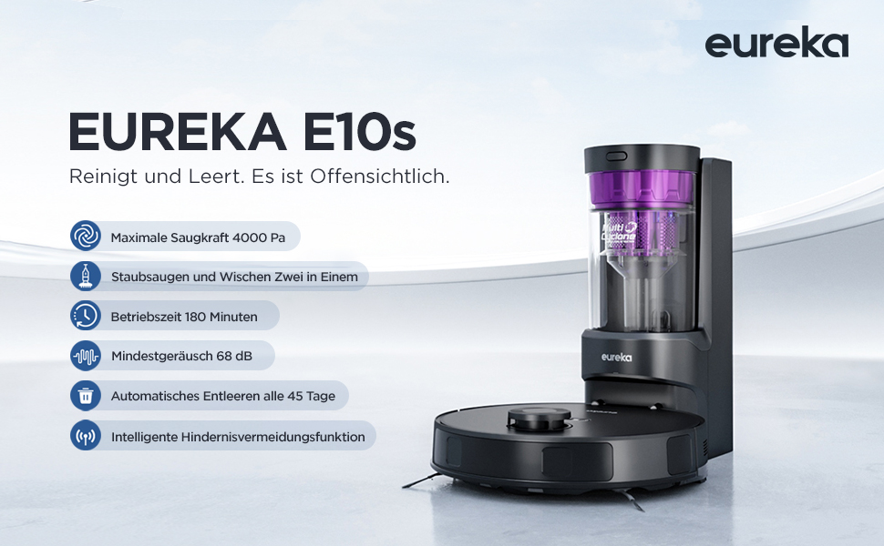 EUREKA NERE10S Robotstofzuiger met dweilfunctie en automatische