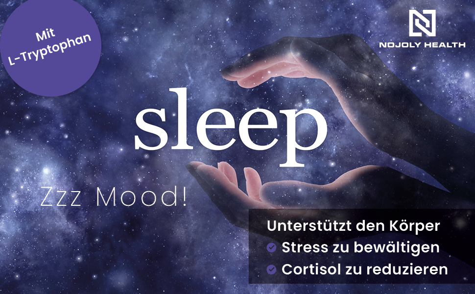 Schriftzug Sleep auf Sternenhimmel in 2 Händen gehalten