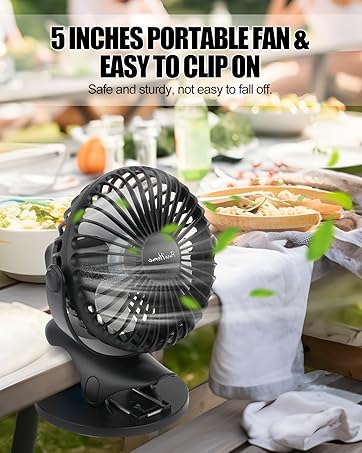 Portable Clip Fan with USB & Battery Powered
