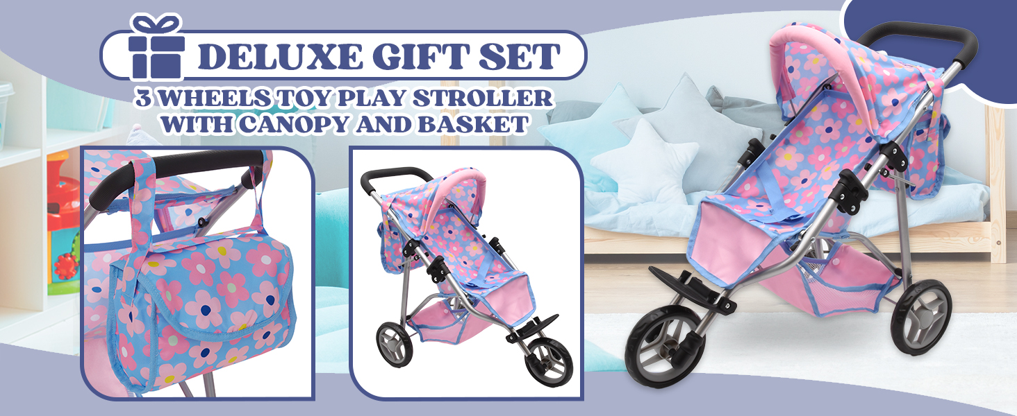 baby doll stroller jogger dolls girls kids toy toddler carriage realistic accessories dolls
