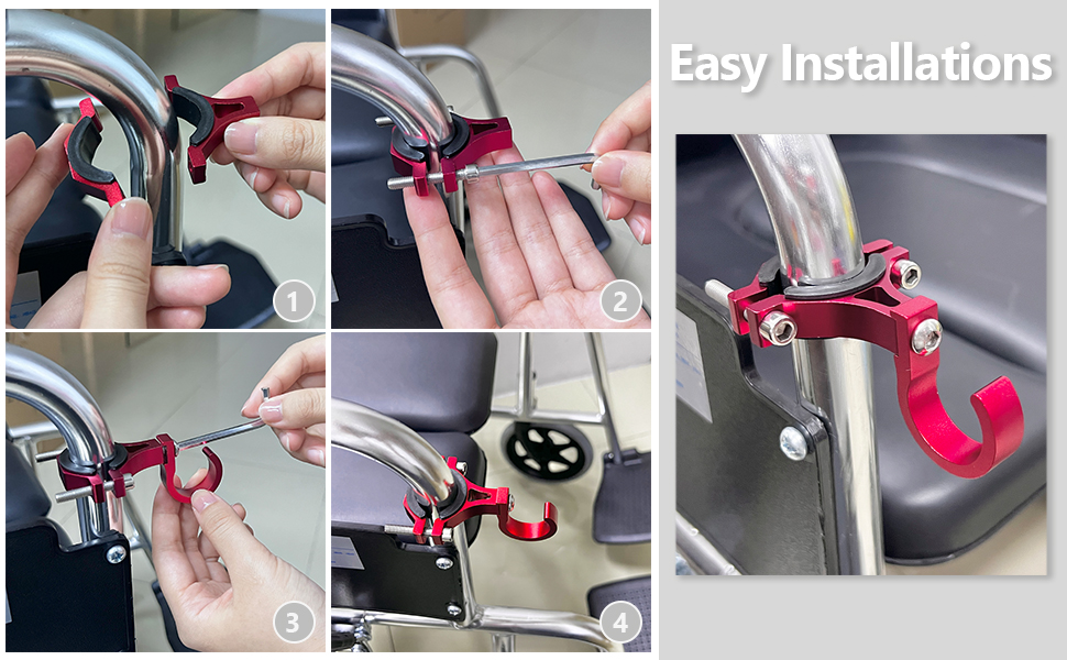 Universal Wheelchair Clamp Hook, Mobility Walker Hanging Holder Accessories