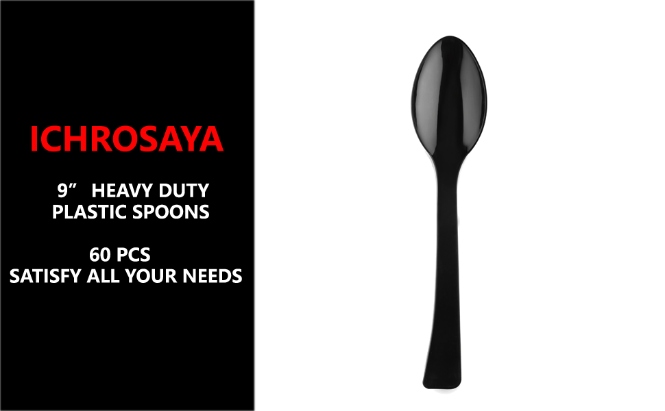 9 Inch Plastic Spoons, Disposable, 60 Count, Heat Resistant