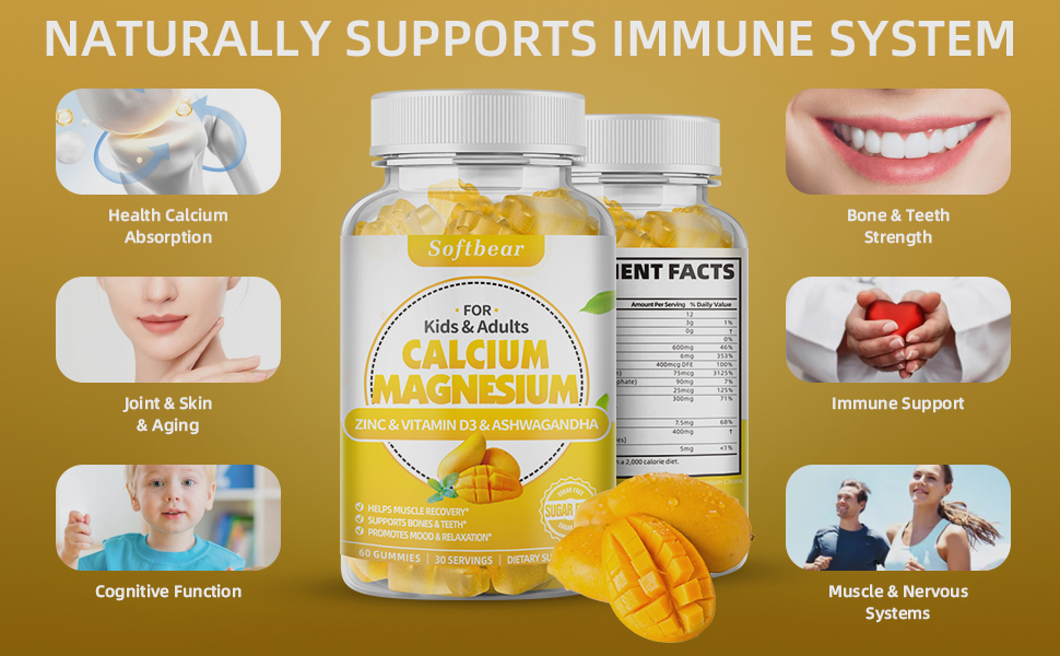Calcium Magnesium Zinc Gummies, Sugar Free Calcium