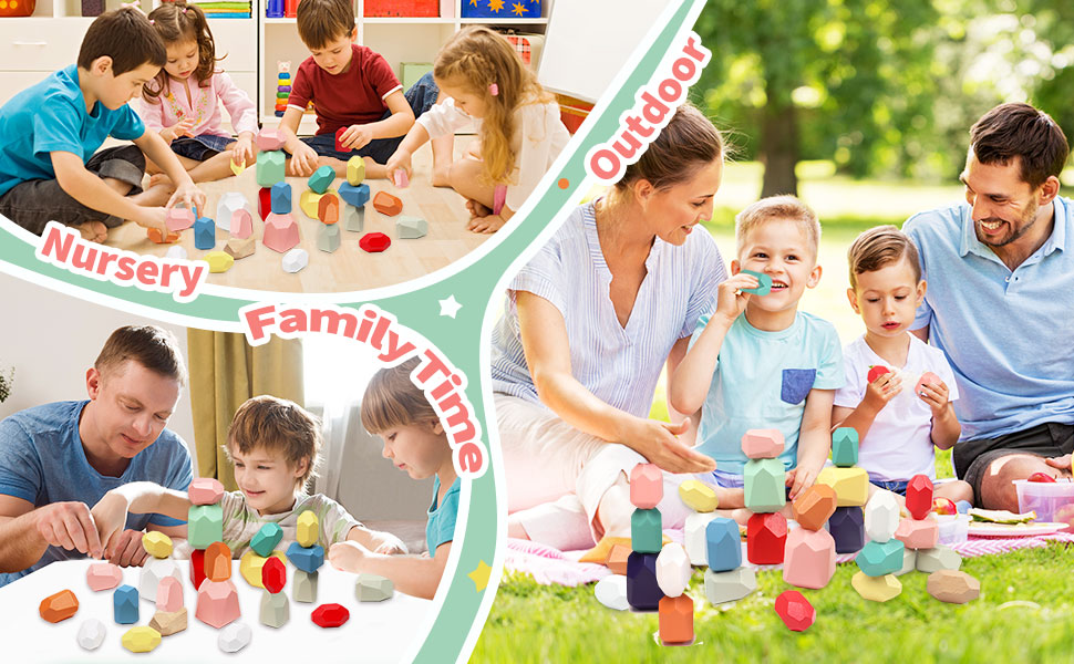 FUNNYB&G 36 PCS Stacking Rocks Montessori Toys for 1+ Year