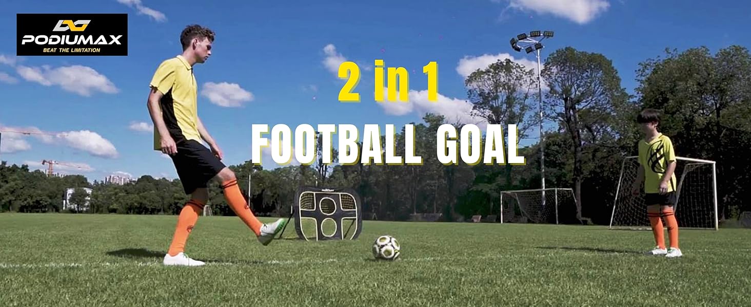 PodiuMax 2 in 1 Pop Up Kids Football Goal Indoor/Outdoor Soccer