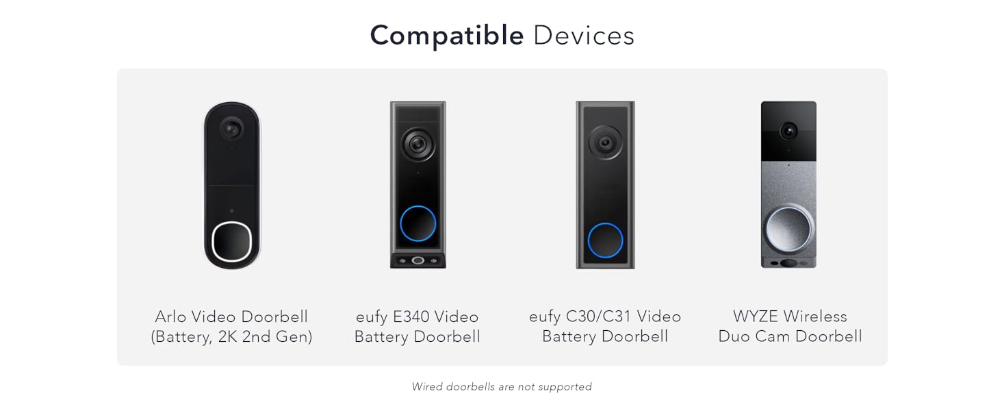Arlo Video Doorbell (Battery, 2K 2nd Gen) eufy E340, C30, and C31 Battery Video Doorbells