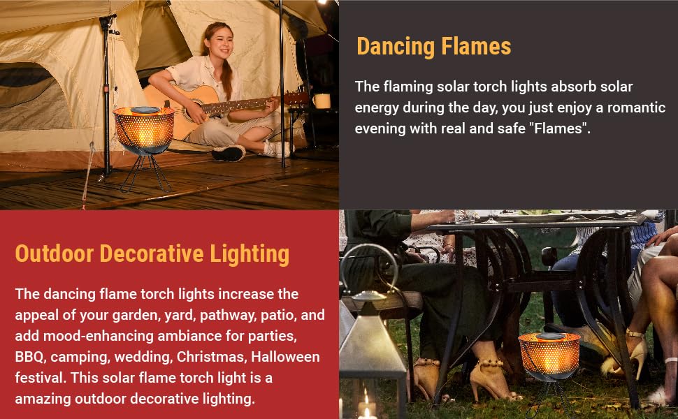 Epyz Solar Lantern Torch Lights With 24LED Flickering Flame Waterproof