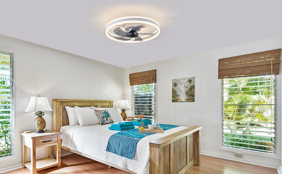 monard Smart Ceiling Fans with Lights, 19.7" Modern Flush