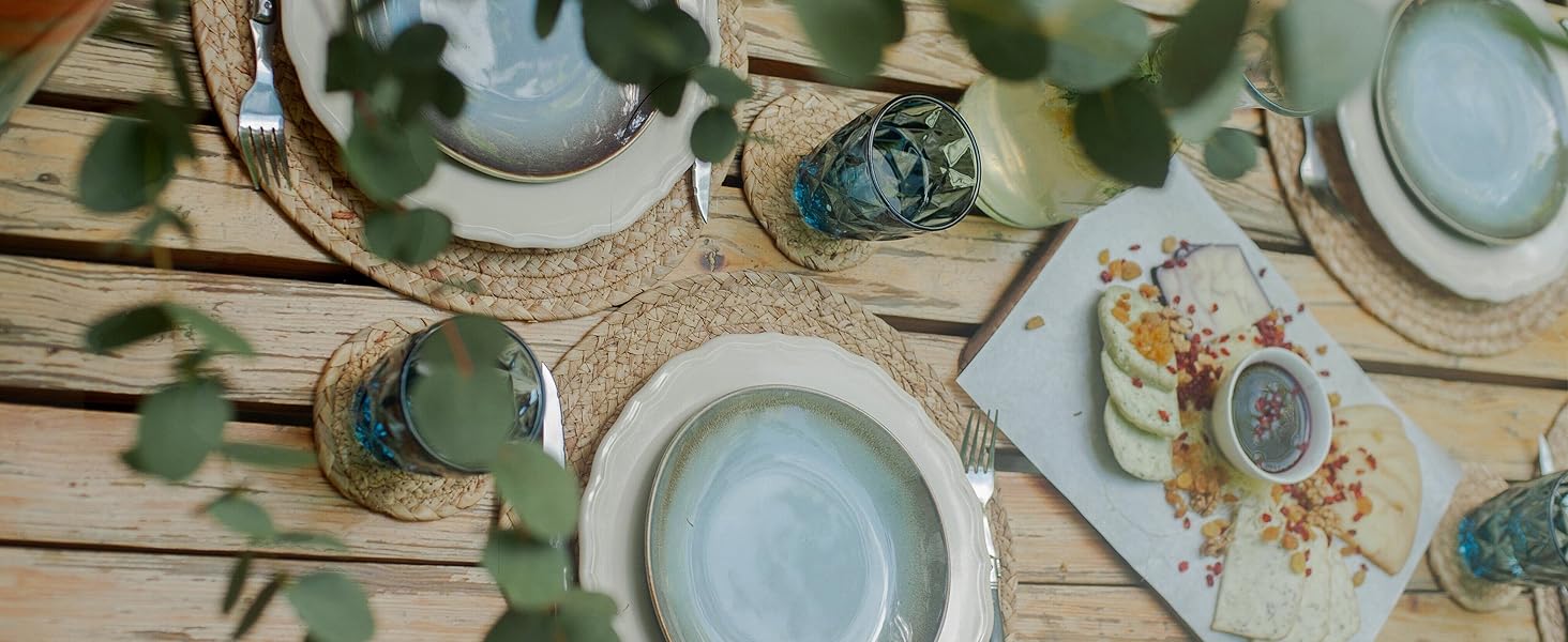 Round Woven Placemats Set of 613.5 Inch Rattan Placemats Wicker Placemats Farmhouse Boho Braided