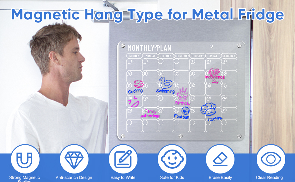 Acrylic Dry Erase Board for Fridge 16"X12