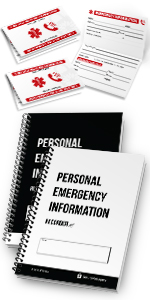 Personal Emergency Information Recorder with Emergency Information Wallet Cards - 2 Pack