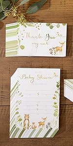 woodland baby shower thank you notes