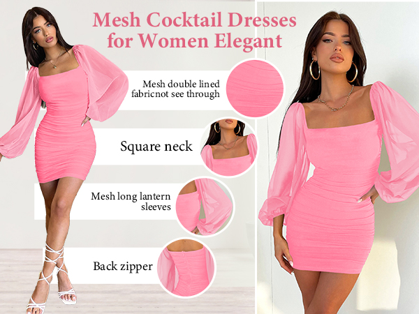 Amazon.com: Mizoci Women's Sexy Mesh Long Sleeve Bodycon